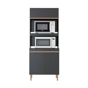 Armário Torre Quente Forno Sabrina 80x202cm Mdp Menu Móveis Preto