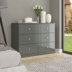 Cômoda Grande London Com 6 Gavetas 110x80cm Menu Móveis Cinza