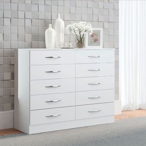 Cômoda Para Quarto 10 Gvts 117x92cm Mdp Branco Menu Móveis Branco