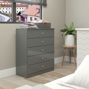 Cômoda Para Quarto London 5 Gvts 75x91cm Cinza Menu Móveis Cinza