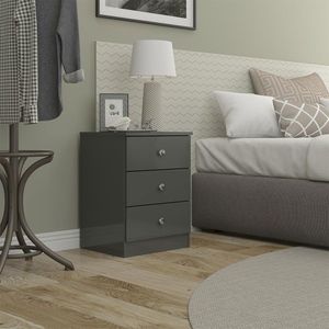 Mesa De Cabeceira London 3 Gavetas 40x55cm Cinza Menu Móveis Cinza