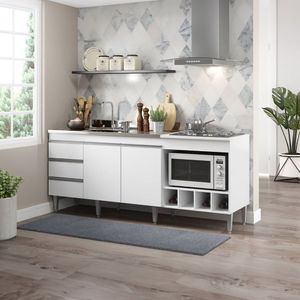 Balcão De Pia 183cm 3gv Cooktop Forno Mdp Menu Móveis Branco