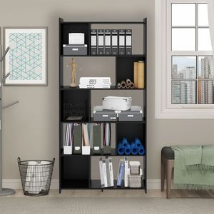 Estante Multiuso Com Nichos 91x183cm Mdp Preto Menu Móveis Preto