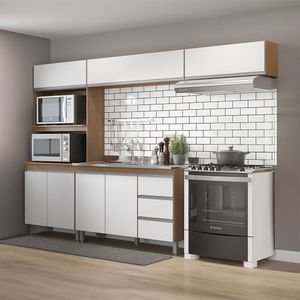 Cozinha Modulada Sabrina 280x202cm 4pçs Mdp Menu Móveis Branco Avelã