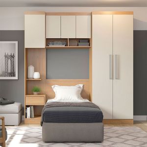 Guarda Roupa Modulado Painel Cabeceira Selen4pçs Menu Móveis Carvalho