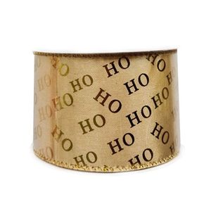 Fita Aramada Decorada Hohoho 6,3cm X 9,14m Dourado