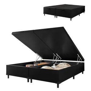Cama Box Com Baú King 1,93m Prince Suede Preto Preto