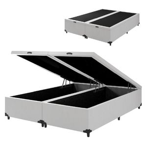 Cama Box Com Baú King 1,93m Prince Branco Branco