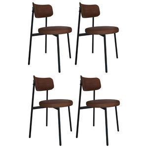 Cadeira De Jantar Estofada Kit 4 Nyka M25 Sintético Whisky - Mpozenato
