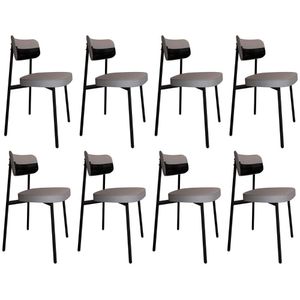 Cadeira De Jantar Estofada Kit 8 Ella M25 Linho Cinza Cl/preto - Mpozenato