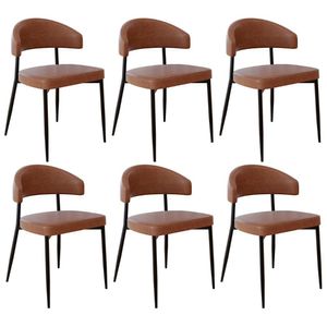 Cadeira De Jantar Estofada Kit 6 Chloe M25 Sintético Whisky - Mpozenato