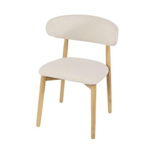 Cadeira De Jantar Frida Creme Base Madeira Assento E Encosto Estofado De Linho Para Sala De Estar área Gourmet Creme