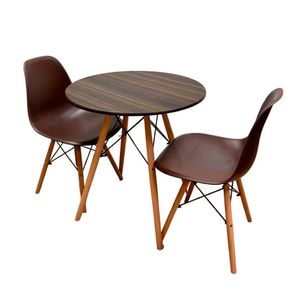 Mesa De Jantar Redonda Seat&co Eames Dsw Com 2 Cadeiras Marrom