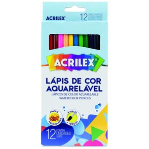 Lápis De Cor 12 Cores Acrilex Aquarelável Ref 9652