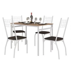 Mesa De Jantar Retangular Fabone Sintra Com 4 Cadeiras Branco