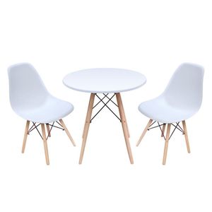 Mesa De Jantar Redonda Eames Seat&co Com 2 Cadeiras Branco