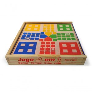 Jogo 4 Em 1 Damas Trilha Ludo Domino