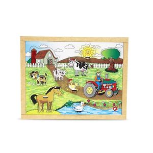 Quebra Cabeça Com Pinos Fazenda Base Mdf Com 10 Peças