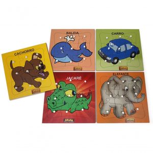 Quebra Cabeça Com Pinos Kit 5 Modelos Jottplay