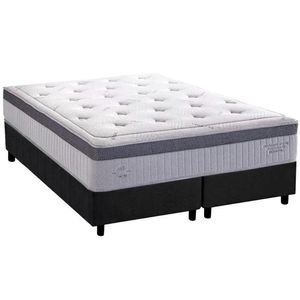 Cama Box King Com Colchão Herval C1663 Molas Ensacadas 193x203x75cm Ms Suede Preto
