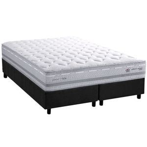 Cama Box Queen Com Colchão Herval C1662 Molas Maxspring 158x198x73cm Ms Courino Preto