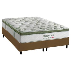 Cama Box King Com Colchão Herval Monte Carlo Molas Ensacadas 193x203x73cm Ms Suede Marrom