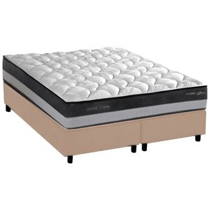 Cama Box Queen Com Colchão Herval C1625 Molas Maxspring 158x198x67cm Ms Suede Bege