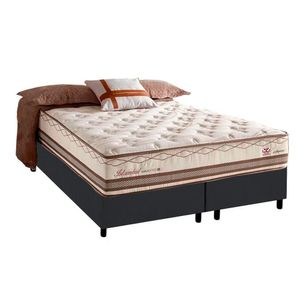 Cama Box Queen Com Colchão Herval Istambul Maxspring 158x198x73cm Ms Suede Preto