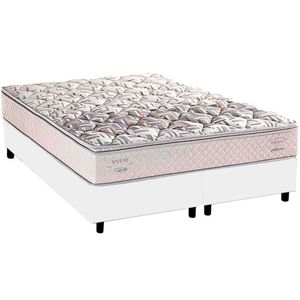 Cama Box Casal Bipartida Com Colchão Herval Ergoplus C1604 138x188x65cm Ms Courino Branco