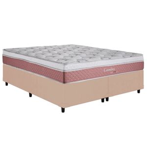 Cama Box Queen Com Colchão Herval Coimbra Molas Maxspring 158x198x65cm Ms Suede Bege