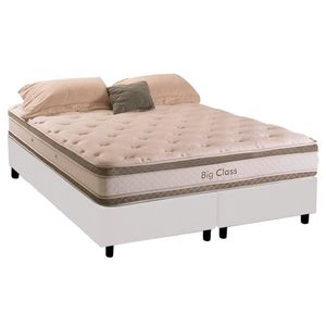 Cama Box King Com Colchão Herval Big Class Molas Conforclass 193x203x72cm Ms Courino Branco