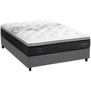 Cama Box Casal Com Colchão Herval C1629 Viscogel Molas Ensacadas 138x188x73cm Ms Suede Cinza