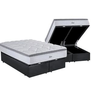 Cama Box Baú King Com Colchão Herval Toledo Molas Ensacadas 193x203x71cm Ms Courino Preto