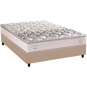 Cama Box Casal Com Colchão Herval Ergoplus C1604 138x188x65cm Ms Suede Bege