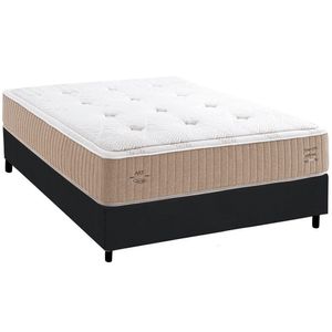Cama Box Casal Com Colchão Herval C1631 Molas Maxspring 138x188x72cm Ms Courino Preto