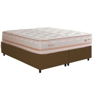 Cama Box Casal Bipartida Com Colchão Herval Lyon Molas Maxspring 138x188x71cm Ms Suede Marrom