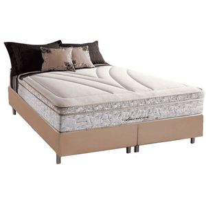 Cama Box King Com Colchão Herval American Molas Maxspring 193x203x73cm Ms Suede Bege