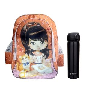 Kit Mochila Escolar Infantil Jolie Morena E Garrafa De água 97826 400ml Preta - Abcd