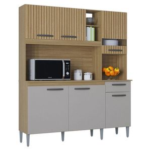 Kit Para Cozinha Barbara Damasco Ripado Off White - Poquema