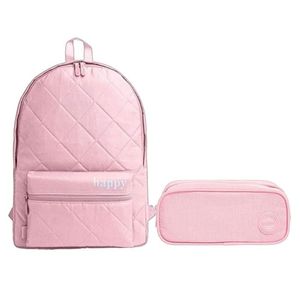 Kit Mochila E Estojo Escolar Infantil Duplo Happy Rosa - Tilibra