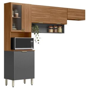 Kit Para Cozinha Compacta Alba Amêndola Grafito Prime Tx - Demóbile
