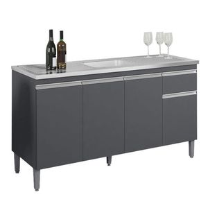 Balcão De Pia Tatiane 145 Cm Cinza Fosco - Ajl
