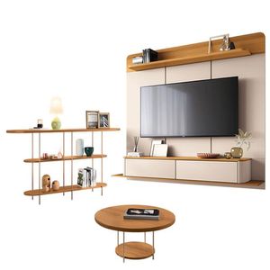 Home Suspenso Galax Cinamomo Off White E Aparador Infinity E Mesa De Centro Sky Cinamomo- Hb Móveis