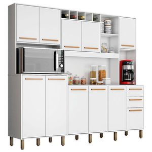 Kit Cozinha Compacta Petra Branco Cinamomo - Valdemóveis