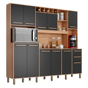 Kit Cozinha Compacta Petra Cinamomo Grafite - Valdemóveis