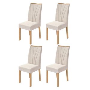 Cadeira Para Mesa De Jantar Apogeu Kit 04 Peças Linho Rinzai Bege Amêndoa Clean - Lopas