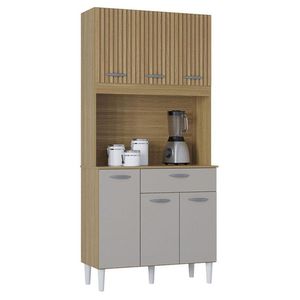 Cozinha Kit Cassia 6 Portas E 1 Gaveta Damasco Ripado Off White- Poquema