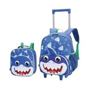 Mochila Escolar Infantil Com Rodinhas E Lancheira Baby Tubarão Mck4945 Azul - Ponto Verde
