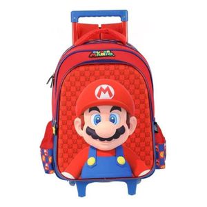 Mochila Escolar Infantil Com Rodinhas Super Mario Ic41402mo Azul - Maxlog