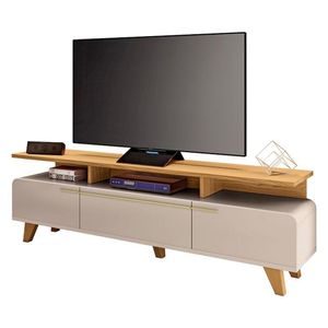Rack Bancada Para Sala Essenza 2.0 Off White Cinamomo - Hb Móveis